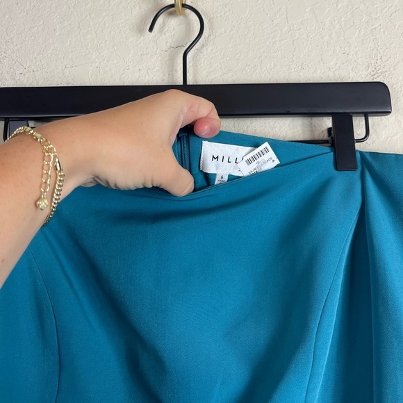 MILLY Selena Off Shoulder Dress in Teal Size 6 - Picture 6 of 10